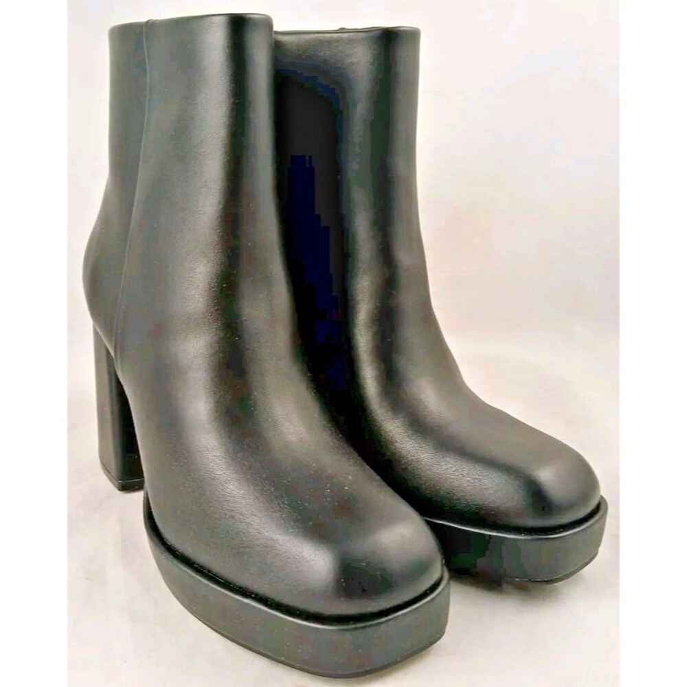 Rilista Women's Black Platform Boots w/Chunky High Heel & Side Zipper-SZ 8-NEW!